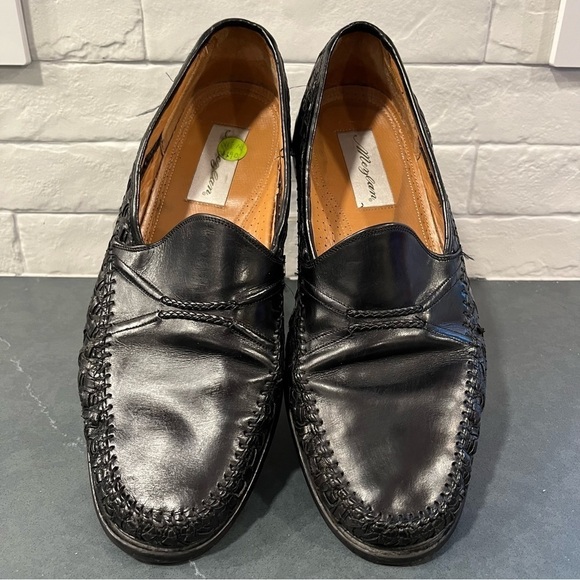 Mezlan sz 11.5 black leather woven panel loafers main image 6